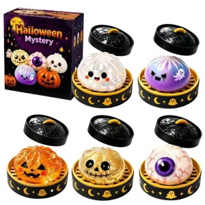 5.5cm Halloween Dumpling Squishy with Steamed Box – Mini Fidget Toy