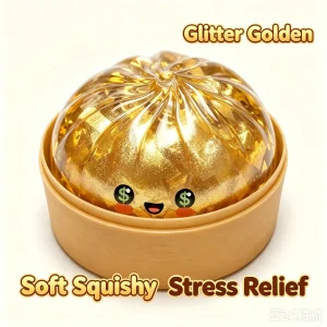 Glitter Golden Dumpling Squishy – Hidden Edition with Box
