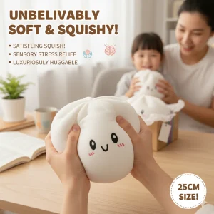 25cm Oversized Dumpling Squishy with Steamer Basket – Giant Sensory Toy