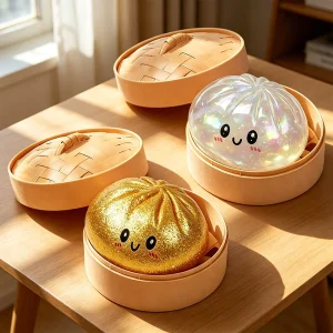 Glitter Dumpling Squishy with Box – Soft Sensory Fidget Toy