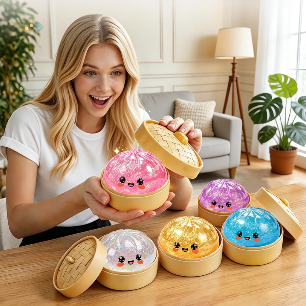 Bright Glitter Bao Squishy with Gift Steamer