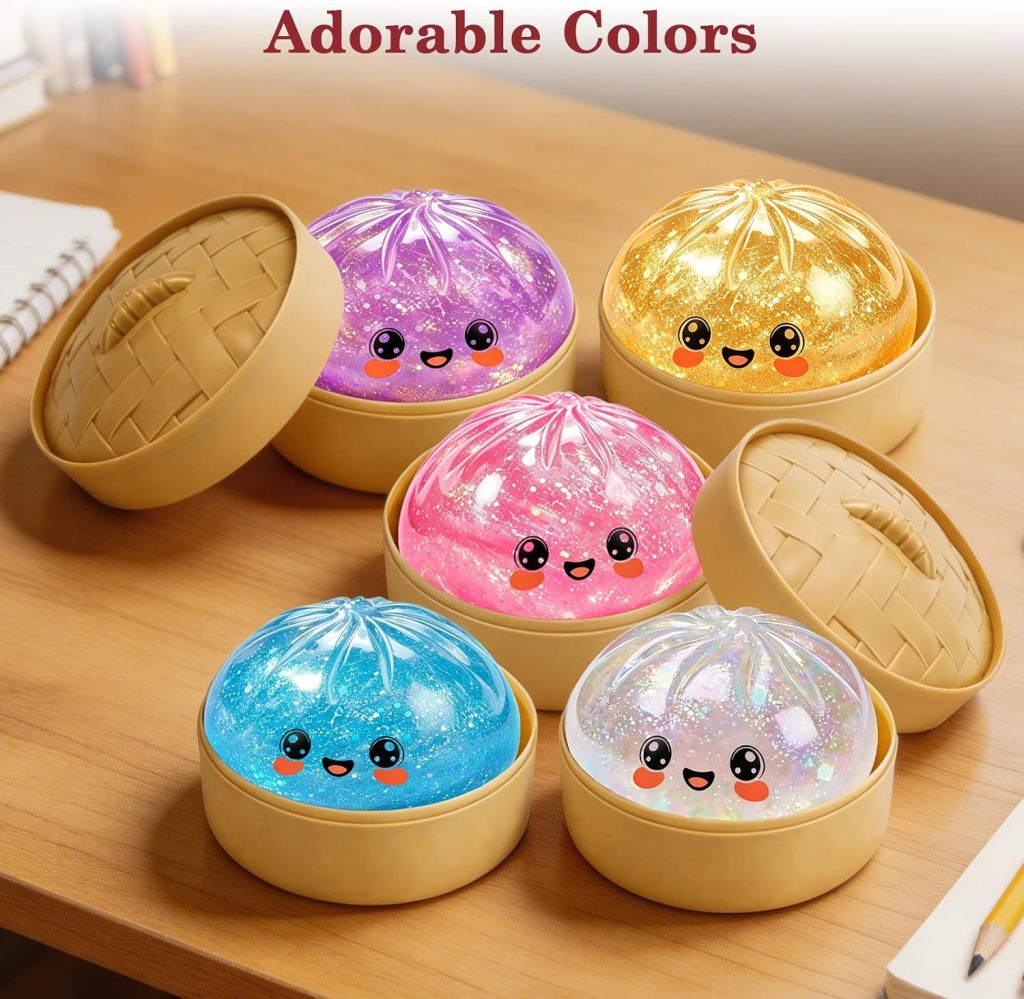 Bright Glitter Bao Squishy with Gift Steamer