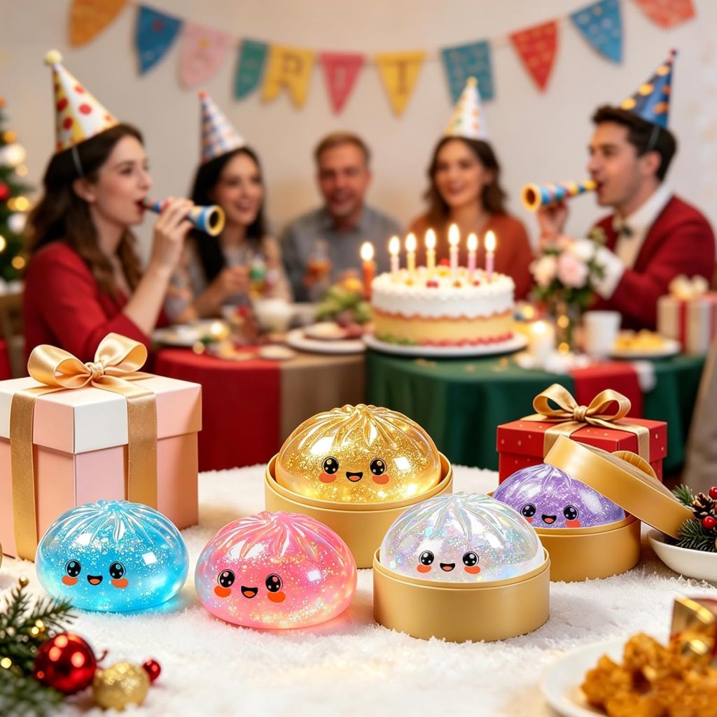 Bright Glitter Bao Squishy with Gift Steamer