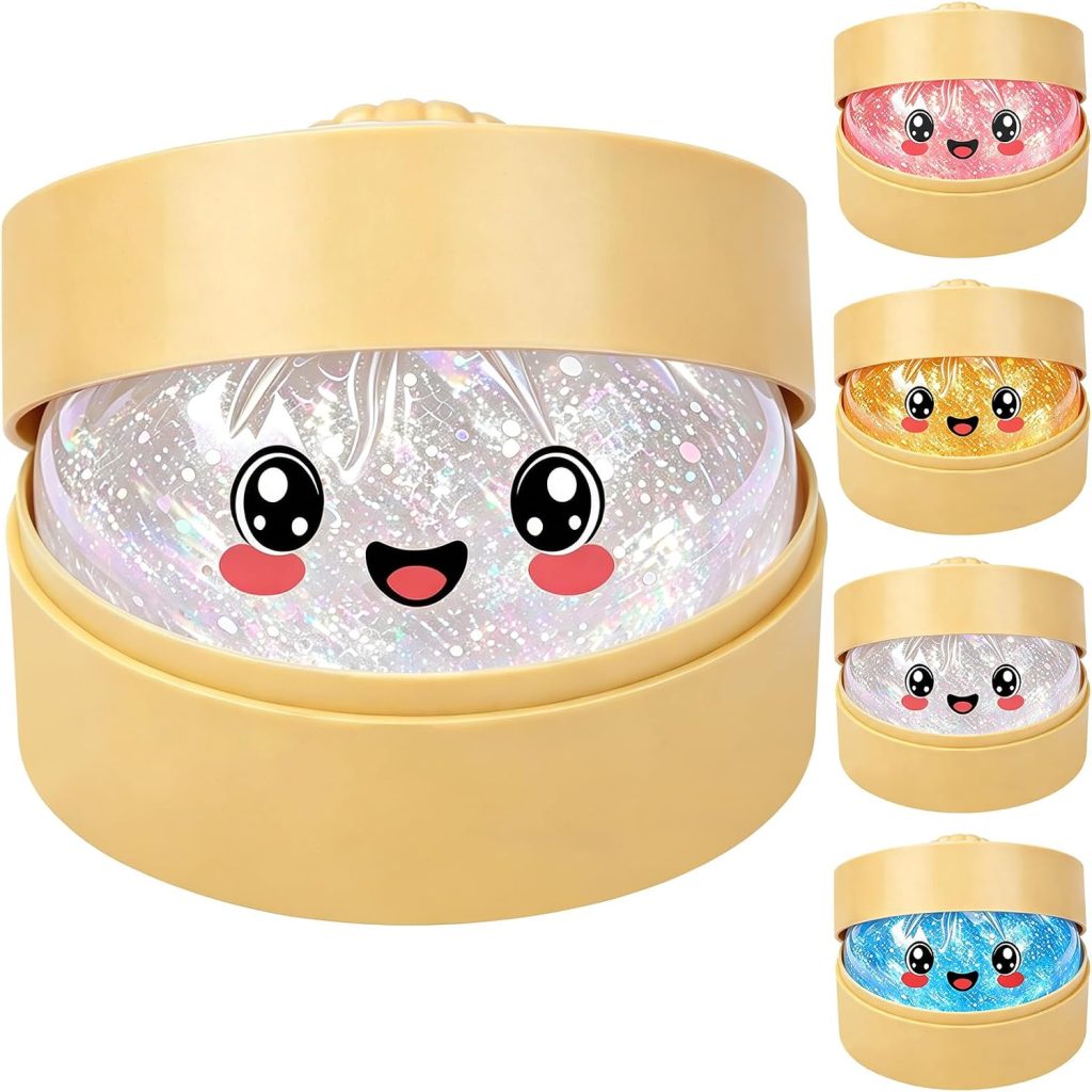 Pink Glitter Bao Squishy with Storage Box