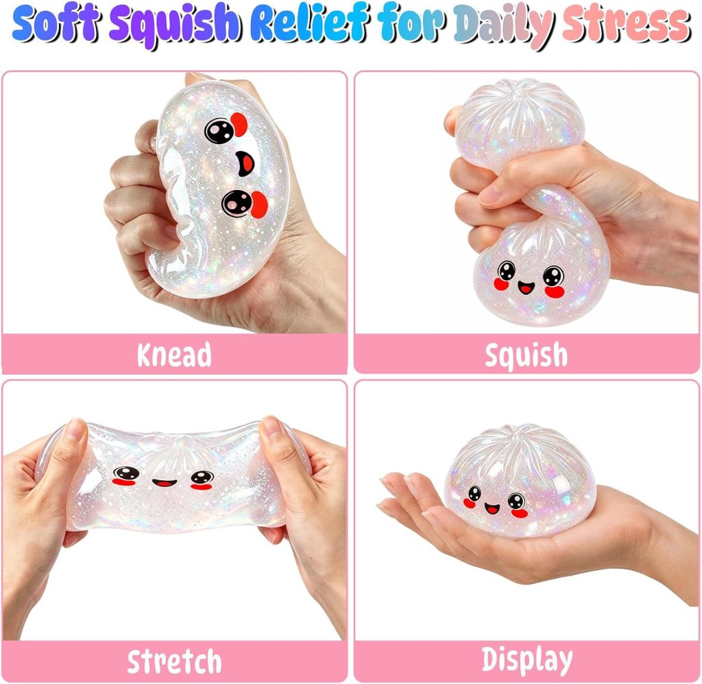 Pink Glitter Bao Squishy with Storage Box