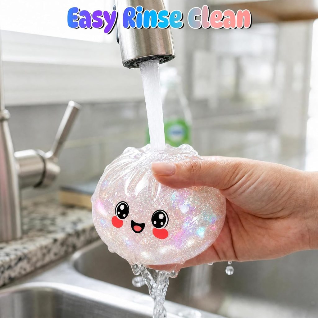 Pink Glitter Bao Squishy with Storage Box