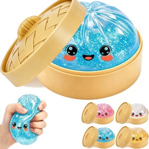 Glitter Dumpling Fidget Toy in a Steamer Box