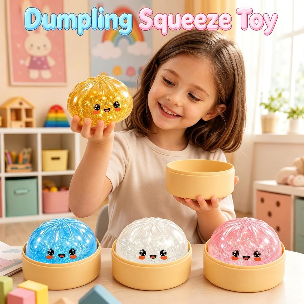 Gold Stretch-Dumpling Fidget with Steamer Box
