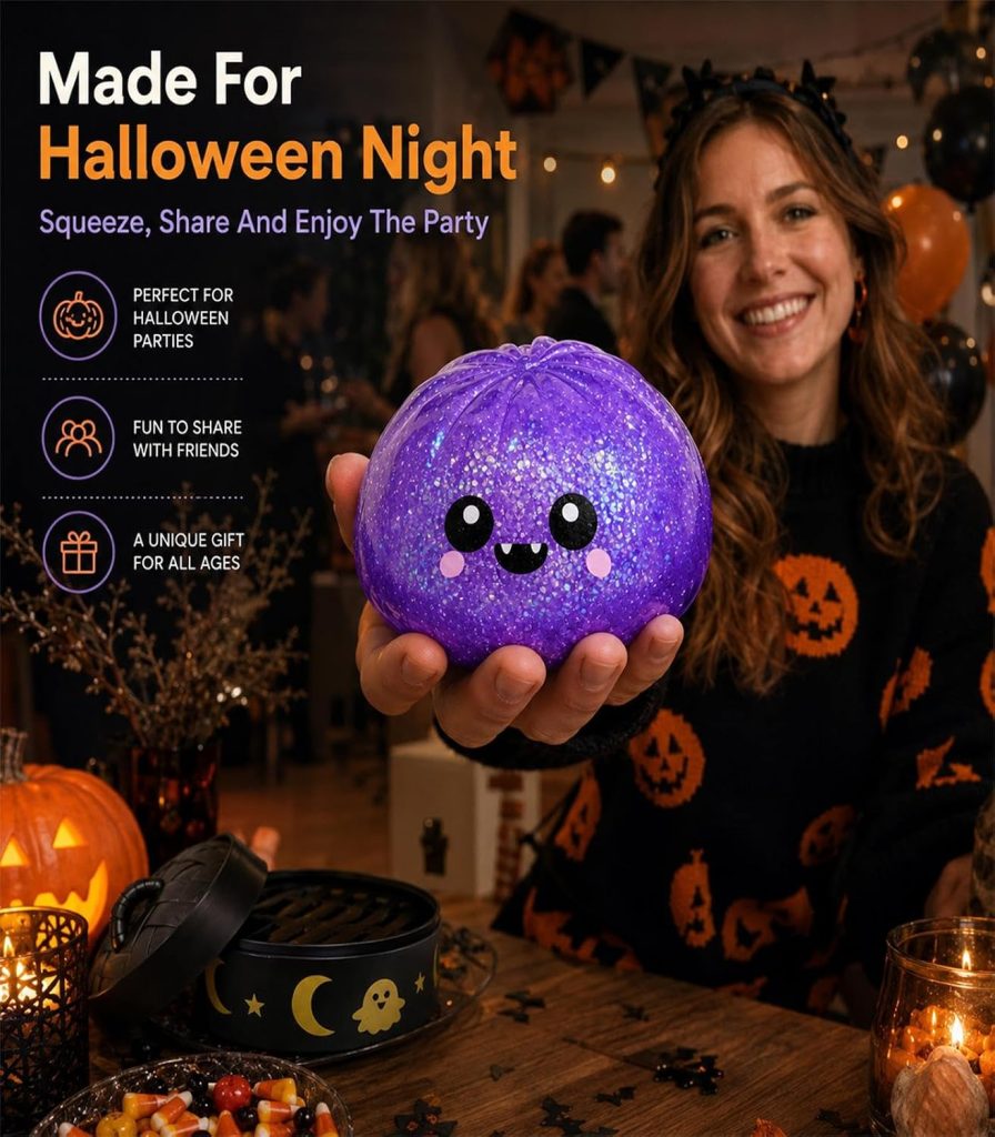 Six-Piece Glitter Pumpkin and Ghost Fidget Set