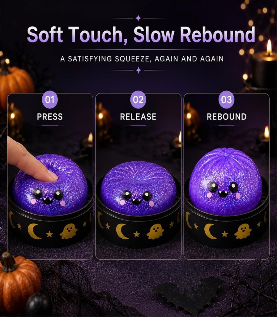 Six-Piece Glitter Pumpkin and Ghost Fidget Set