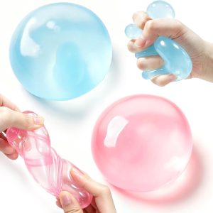 2 Pack Coconut Oil Squishy – Non-Rebound Shapeable Stress Relief Ball, Soft Sensory Fidget Toy, Study Work Relaxation Desk Decor, Fun Anxiety Calming Gift for Adults & Kids(Blue+Pink)