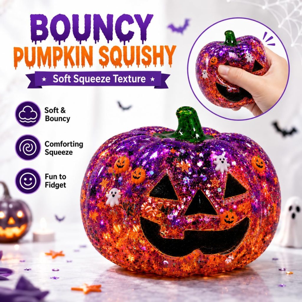 UXMDC 2 Pack Purple Ghost & Pumpkin Halloween Squishy Toys
