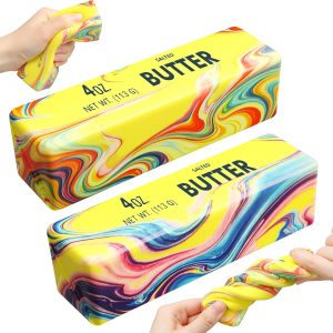 2 Pcs New Rainbow Butter Squishy Stick Sensory Toy – Realistic Slow Rise Stress Relief Toy, Fun Food-Shaped Fidget Toys for Adults Focus & Anxiety & Stress Relief, Sensory Gifts for Office, Home