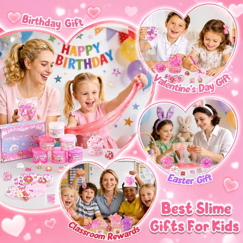 6 Pack Pink Cloud Butter Slime Kit for Girls