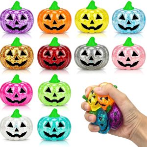 PAPEJOYYY 8 Pack Halloween Glitter Pumpkin Squishy Toys