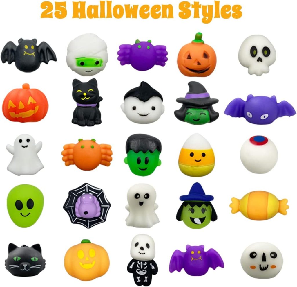 Anditoy 100 Pcs Halloween Mochi Squishy Toys