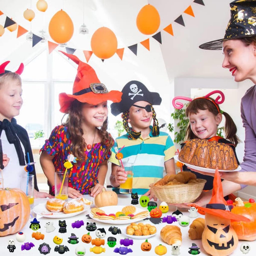 Anditoy 100 Pcs Halloween Mochi Squishy Toys