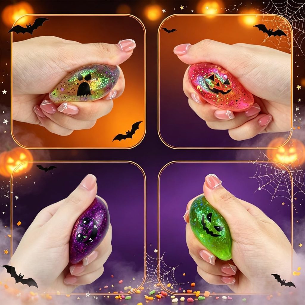 Anditoy 4 Pack Halloween Stress Balls in Steamer Box