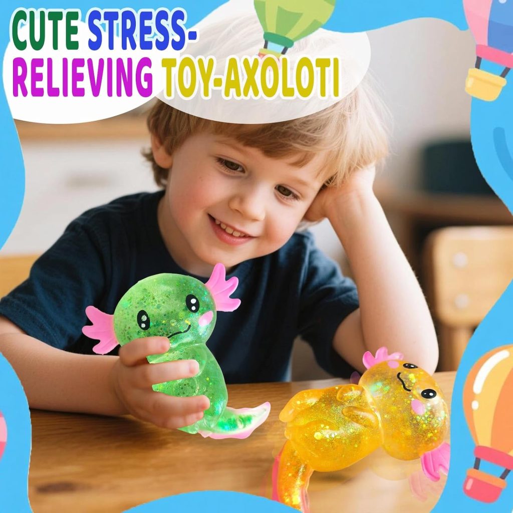 Glitter Axolotl Squishy Toy for Stress Relief
