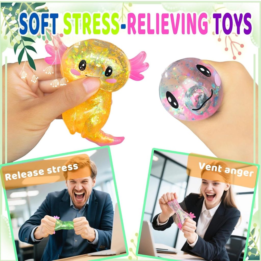 Glitter Axolotl Squishy Toy for Stress Relief