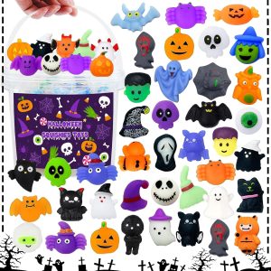SUNPROUND 120 Pcs Halloween Mochi Squishies with Bucket