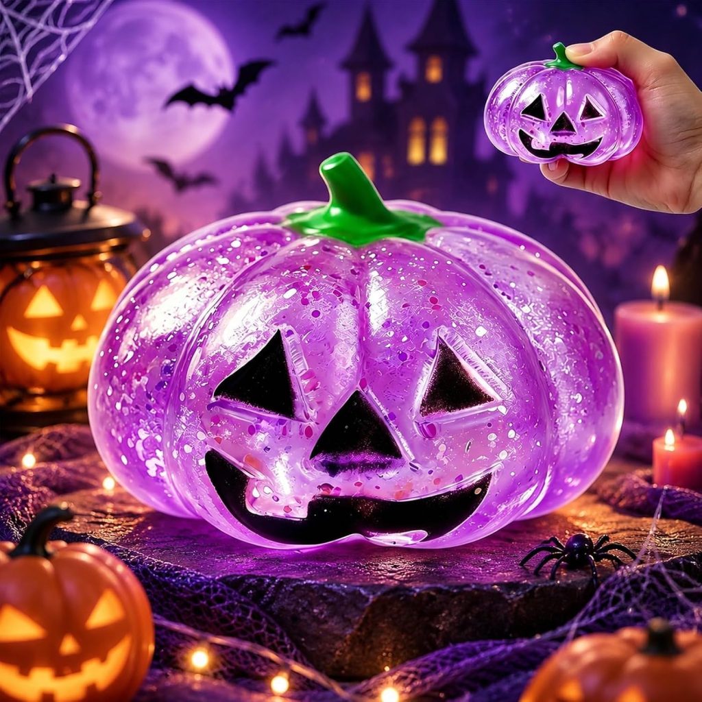Purple Halloween Pumpkin Squishy, Slow Rising Ghost Design