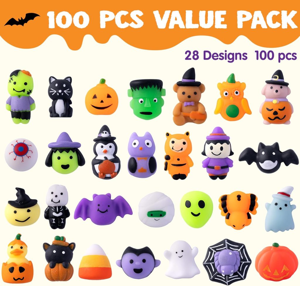JOYIN 100 Pcs Halloween Mochi Squishy Toys