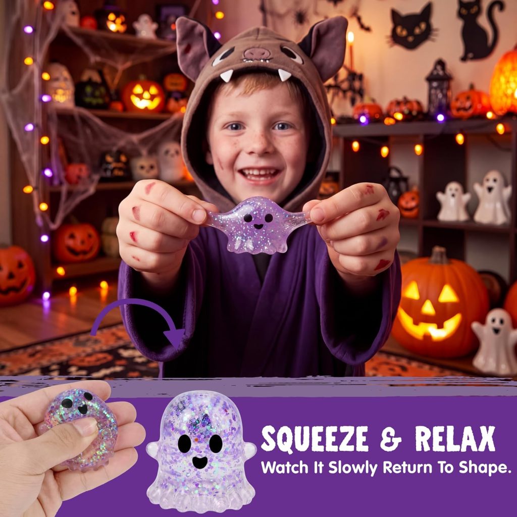 JOYIN 12 Pack Mini Glitter Ghost Squishy Toys