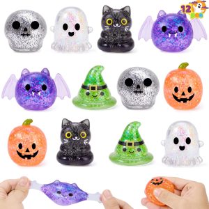 JOYIN 12 Pack Mini Halloween Glitter Squishy Toys