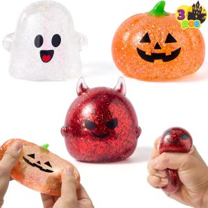 JOYIN 3 Pack Halloween Glitter Squishy Toys