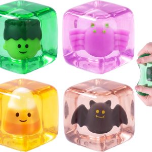JOYIN 4 Pack Glow-in-the-Dark Halloween Stress Cubes