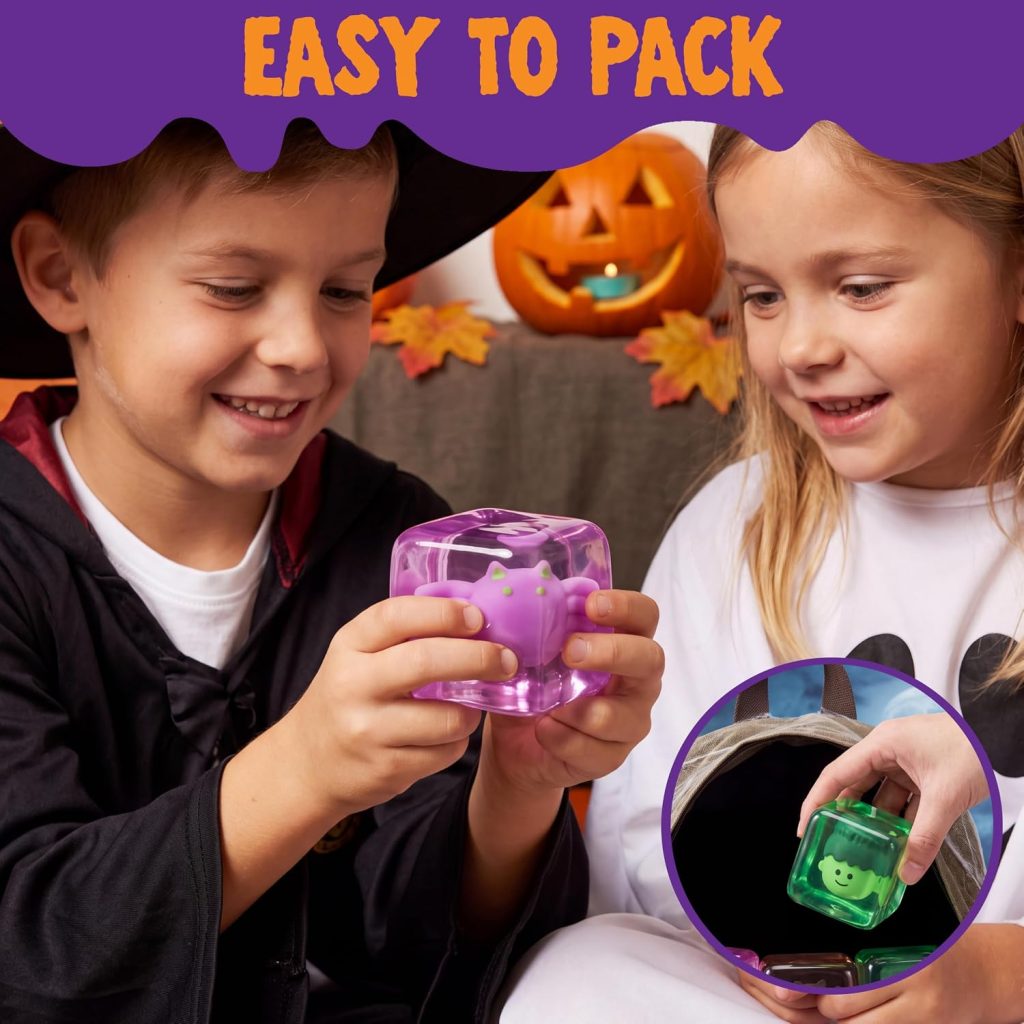 JOYIN 4 Pack Glow-in-the-Dark Halloween Stress Cubes