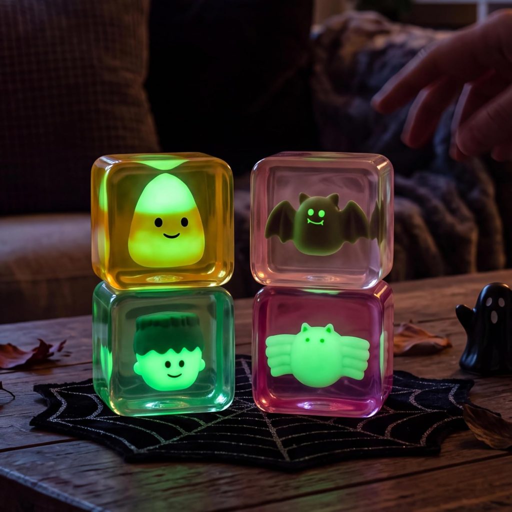 JOYIN 4 Pack Glow-in-the-Dark Halloween Stress Cubes